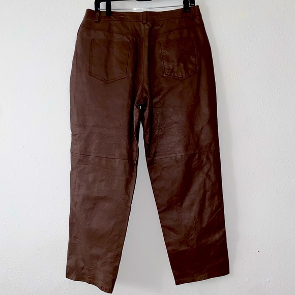 Metro style dark brown leather pants. - Picture 3 of 8